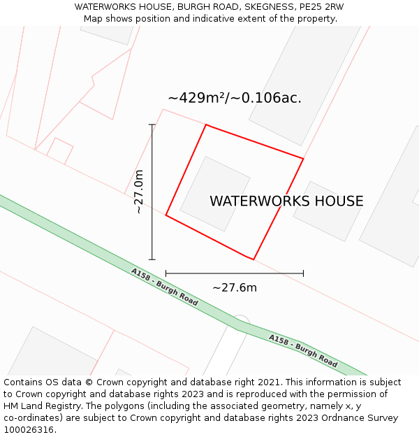 WATERWORKS HOUSE, BURGH ROAD, SKEGNESS, PE25 2RW: Plot and title map