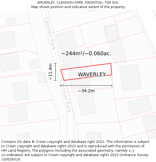 WAVERLEY, CLENNON PARK, PAIGNTON, TQ4 5HL: Plot and title map