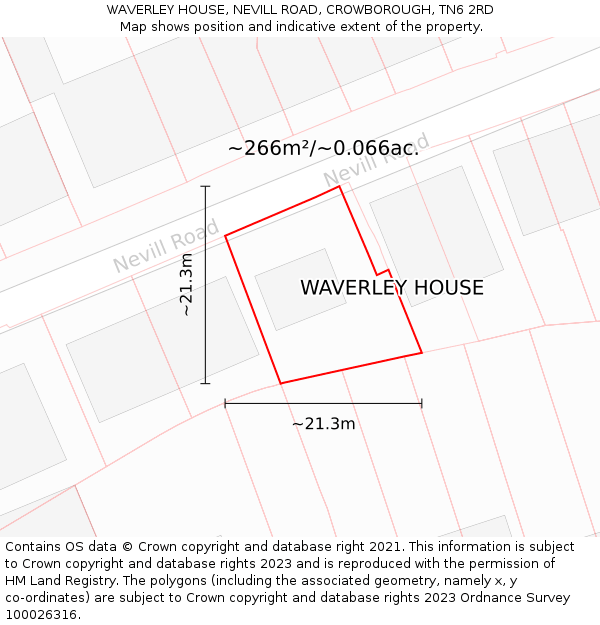 WAVERLEY HOUSE, NEVILL ROAD, CROWBOROUGH, TN6 2RD: Plot and title map