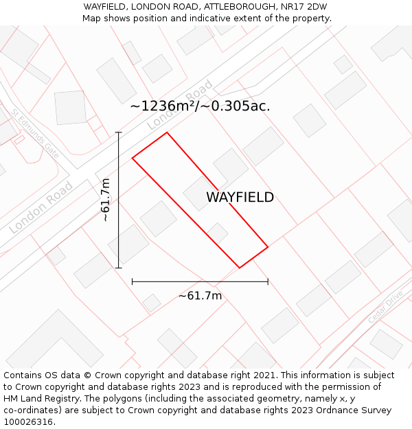 WAYFIELD, LONDON ROAD, ATTLEBOROUGH, NR17 2DW: Plot and title map