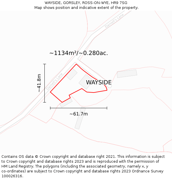WAYSIDE, GORSLEY, ROSS-ON-WYE, HR9 7SG: Plot and title map