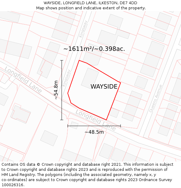 WAYSIDE, LONGFIELD LANE, ILKESTON, DE7 4DD: Plot and title map