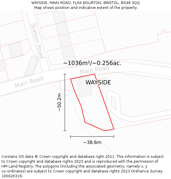 WAYSIDE, MAIN ROAD, FLAX BOURTON, BRISTOL, BS48 3QQ: Plot and title map