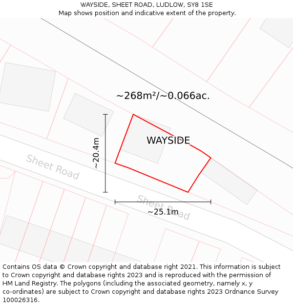 WAYSIDE, SHEET ROAD, LUDLOW, SY8 1SE: Plot and title map