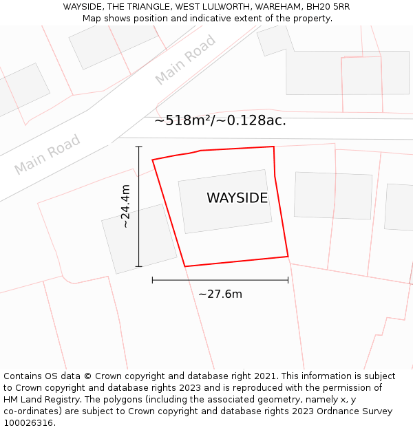 WAYSIDE, THE TRIANGLE, WEST LULWORTH, WAREHAM, BH20 5RR: Plot and title map