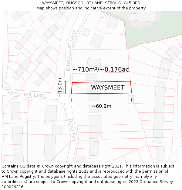 WAYSMEET, KINGSCOURT LANE, STROUD, GL5 3PS: Plot and title map