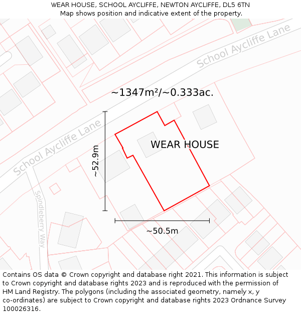 WEAR HOUSE, SCHOOL AYCLIFFE, NEWTON AYCLIFFE, DL5 6TN: Plot and title map