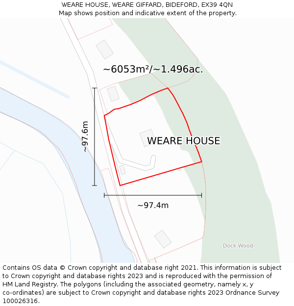 WEARE HOUSE, WEARE GIFFARD, BIDEFORD, EX39 4QN: Plot and title map