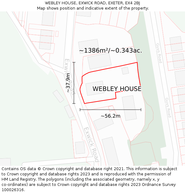 WEBLEY HOUSE, EXWICK ROAD, EXETER, EX4 2BJ: Plot and title map