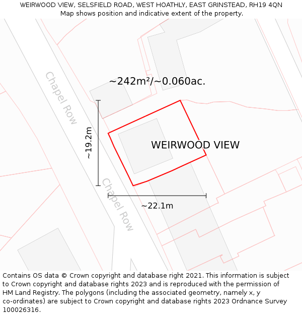 WEIRWOOD VIEW, SELSFIELD ROAD, WEST HOATHLY, EAST GRINSTEAD, RH19 4QN: Plot and title map