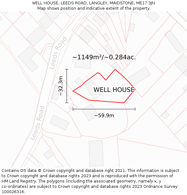 WELL HOUSE, LEEDS ROAD, LANGLEY, MAIDSTONE, ME17 3JN: Plot and title map
