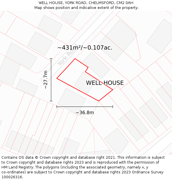 WELL HOUSE, YORK ROAD, CHELMSFORD, CM2 0AH: Plot and title map