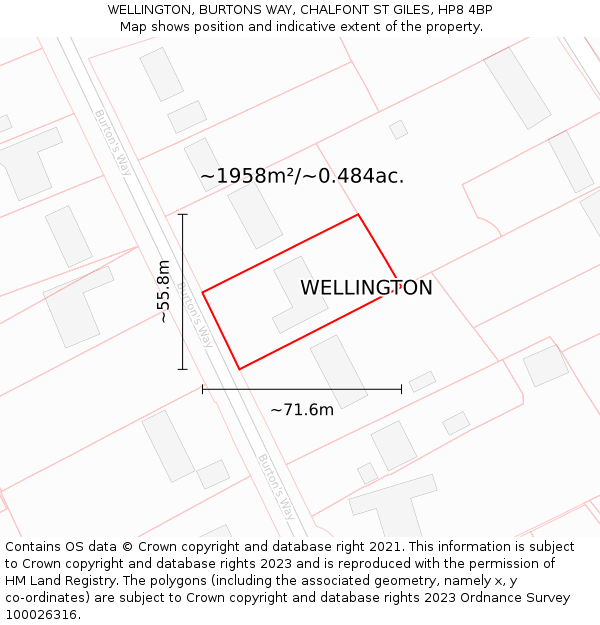 WELLINGTON, BURTONS WAY, CHALFONT ST GILES, HP8 4BP: Plot and title map