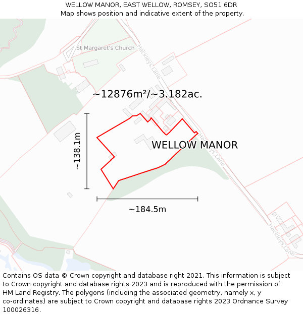 WELLOW MANOR, EAST WELLOW, ROMSEY, SO51 6DR: Plot and title map