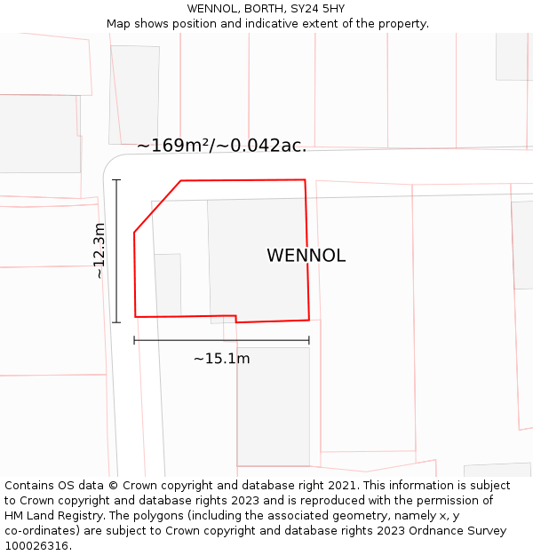 WENNOL, BORTH, SY24 5HY: Plot and title map