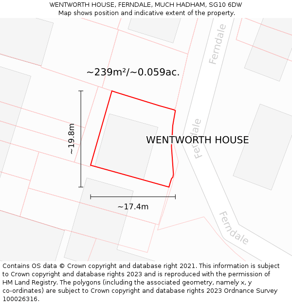 WENTWORTH HOUSE, FERNDALE, MUCH HADHAM, SG10 6DW: Plot and title map