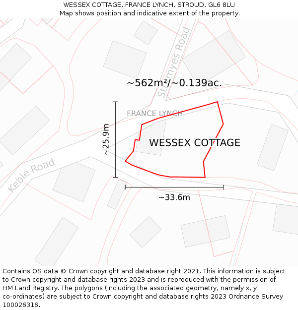WESSEX COTTAGE, FRANCE LYNCH, STROUD, GL6 8LU: Plot and title map