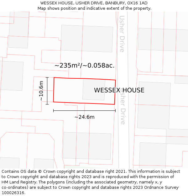 WESSEX HOUSE, USHER DRIVE, BANBURY, OX16 1AD: Plot and title map