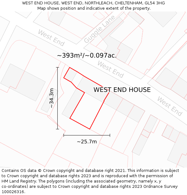 WEST END HOUSE, WEST END, NORTHLEACH, CHELTENHAM, GL54 3HG: Plot and title map