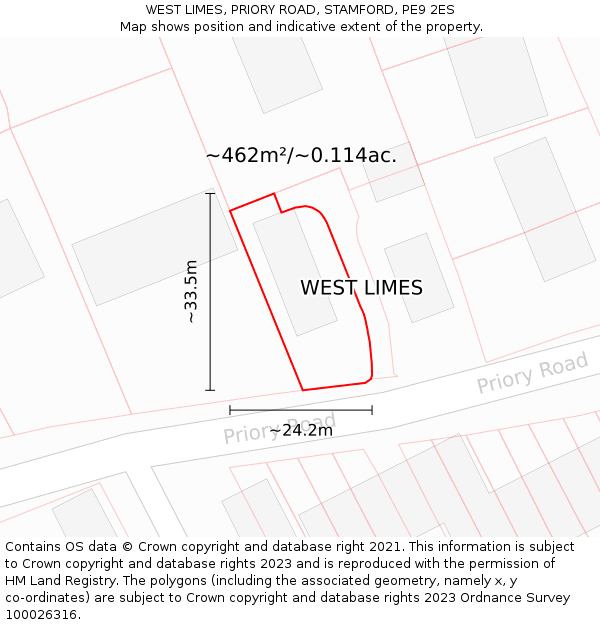 WEST LIMES, PRIORY ROAD, STAMFORD, PE9 2ES: Plot and title map