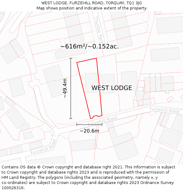 WEST LODGE, FURZEHILL ROAD, TORQUAY, TQ1 3JG: Plot and title map