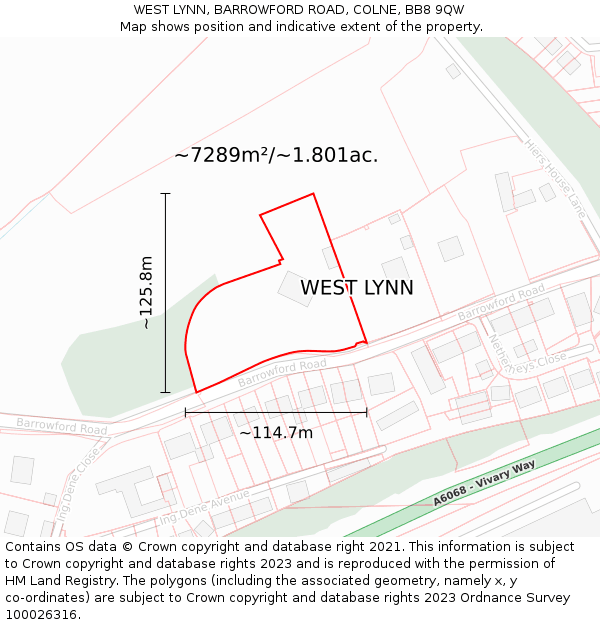 WEST LYNN, BARROWFORD ROAD, COLNE, BB8 9QW: Plot and title map