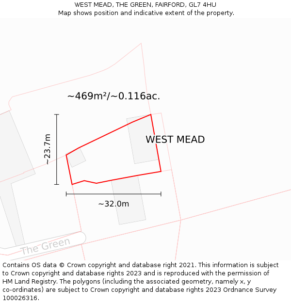 WEST MEAD, THE GREEN, FAIRFORD, GL7 4HU: Plot and title map