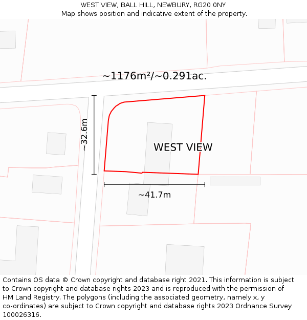 WEST VIEW, BALL HILL, NEWBURY, RG20 0NY: Plot and title map