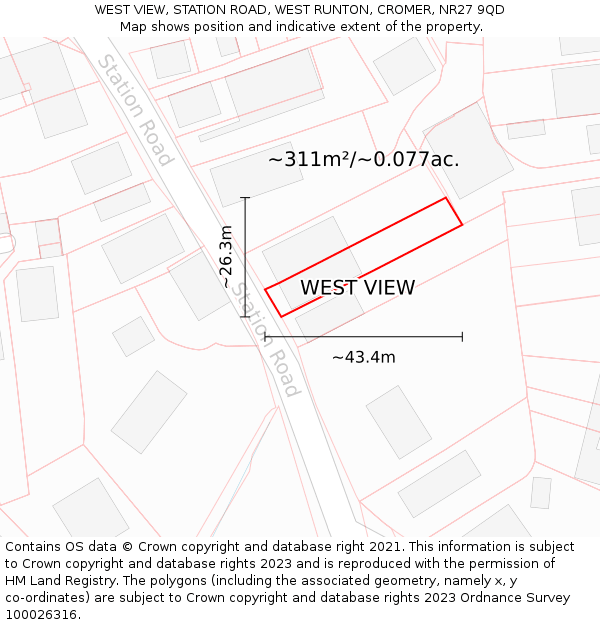 WEST VIEW, STATION ROAD, WEST RUNTON, CROMER, NR27 9QD: Plot and title map