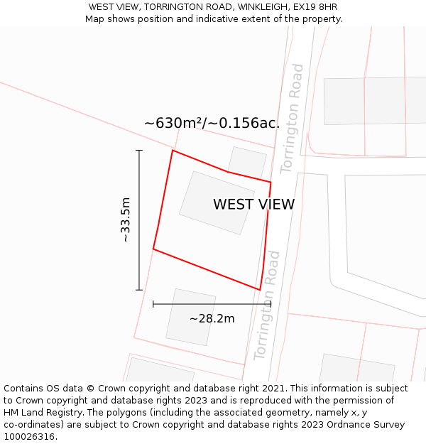 WEST VIEW, TORRINGTON ROAD, WINKLEIGH, EX19 8HR: Plot and title map