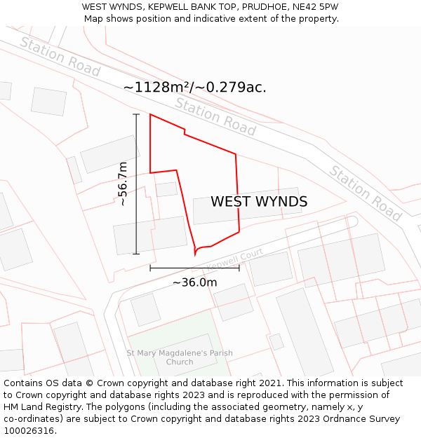 WEST WYNDS, KEPWELL BANK TOP, PRUDHOE, NE42 5PW: Plot and title map