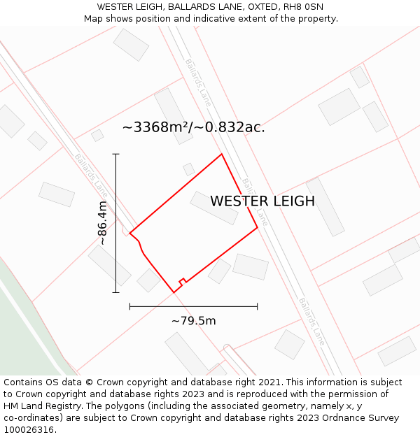 WESTER LEIGH, BALLARDS LANE, OXTED, RH8 0SN: Plot and title map