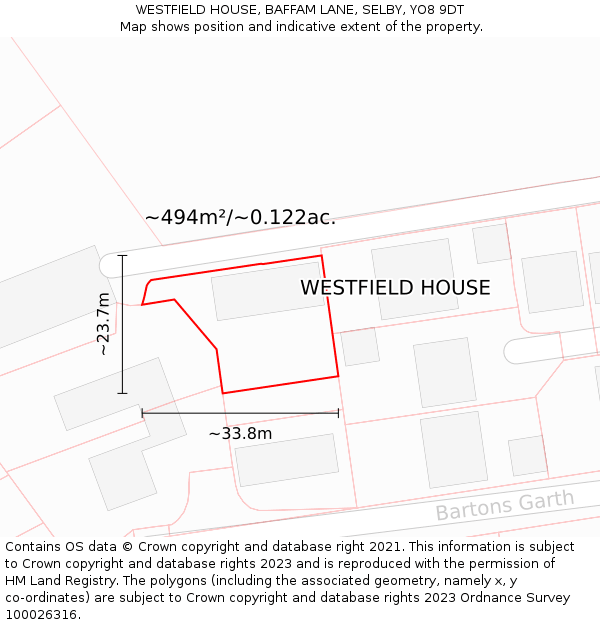 WESTFIELD HOUSE, BAFFAM LANE, SELBY, YO8 9DT: Plot and title map