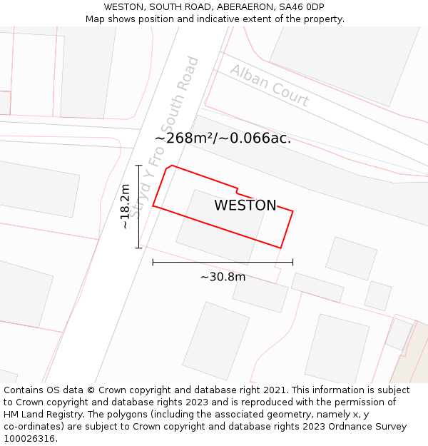WESTON, SOUTH ROAD, ABERAERON, SA46 0DP: Plot and title map
