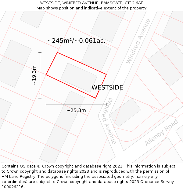 WESTSIDE, WINIFRED AVENUE, RAMSGATE, CT12 6AT: Plot and title map