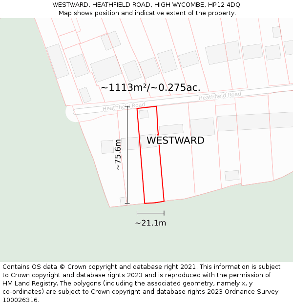 WESTWARD, HEATHFIELD ROAD, HIGH WYCOMBE, HP12 4DQ: Plot and title map