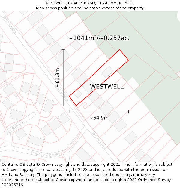 WESTWELL, BOXLEY ROAD, CHATHAM, ME5 9JD: Plot and title map