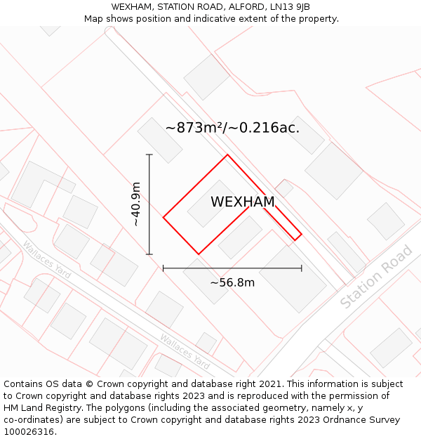 WEXHAM, STATION ROAD, ALFORD, LN13 9JB: Plot and title map