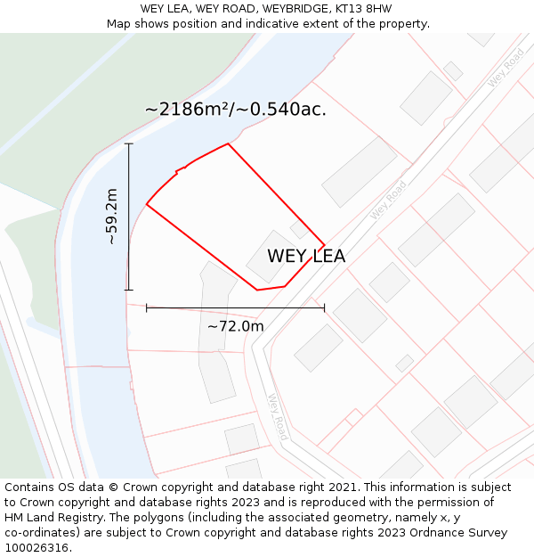 WEY LEA, WEY ROAD, WEYBRIDGE, KT13 8HW: Plot and title map