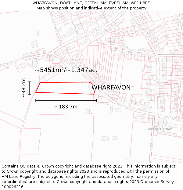WHARFAVON, BOAT LANE, OFFENHAM, EVESHAM, WR11 8RS: Plot and title map
