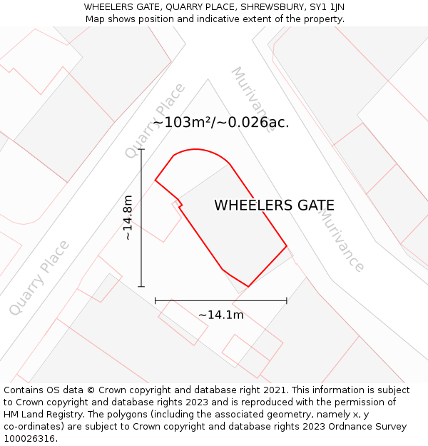 WHEELERS GATE, QUARRY PLACE, SHREWSBURY, SY1 1JN: Plot and title map