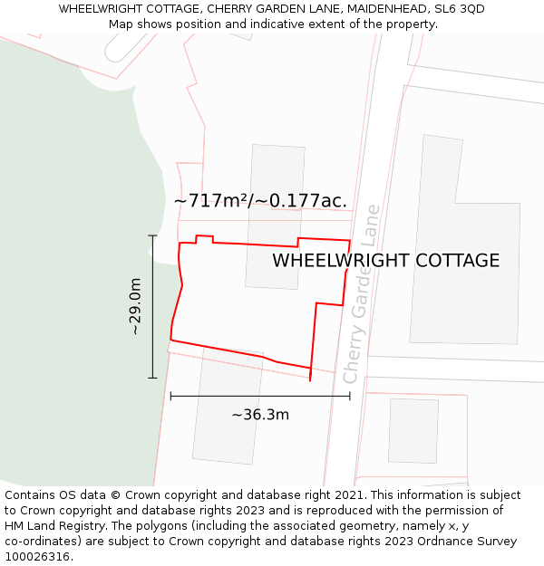 WHEELWRIGHT COTTAGE, CHERRY GARDEN LANE, MAIDENHEAD, SL6 3QD: Plot and title map