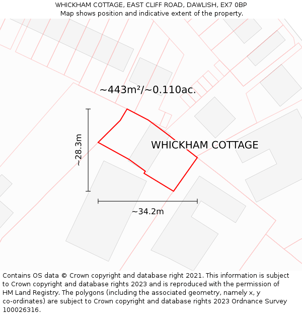 WHICKHAM COTTAGE, EAST CLIFF ROAD, DAWLISH, EX7 0BP: Plot and title map
