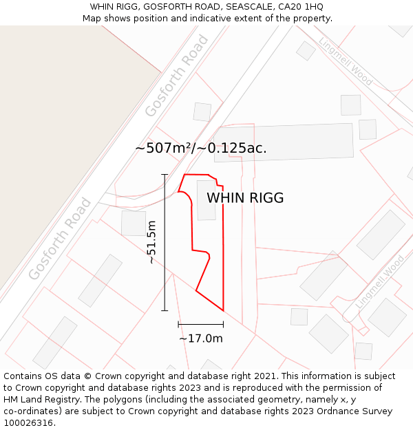 WHIN RIGG, GOSFORTH ROAD, SEASCALE, CA20 1HQ: Plot and title map