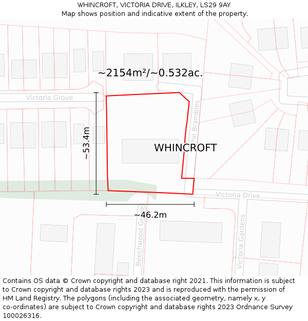 WHINCROFT, VICTORIA DRIVE, ILKLEY, LS29 9AY: Plot and title map