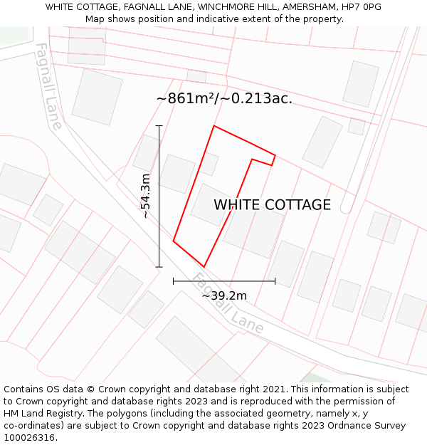 WHITE COTTAGE, FAGNALL LANE, WINCHMORE HILL, AMERSHAM, HP7 0PG: Plot and title map