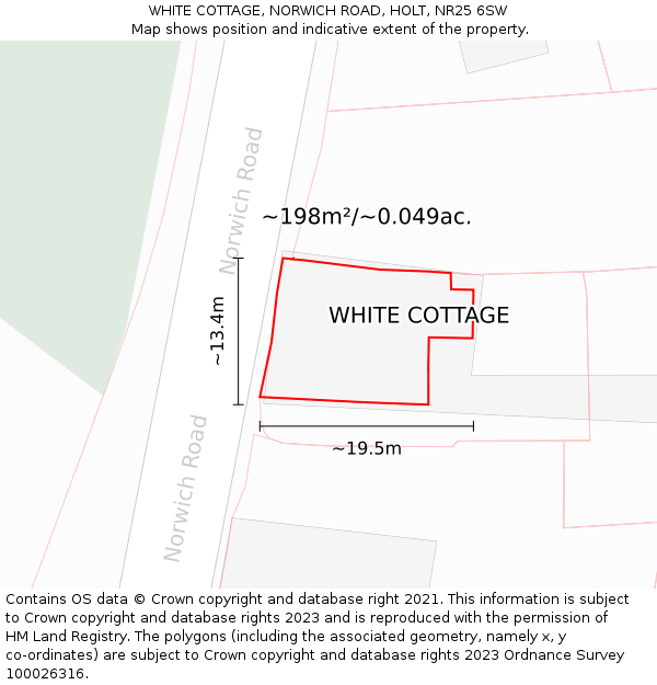 WHITE COTTAGE, NORWICH ROAD, HOLT, NR25 6SW: Plot and title map