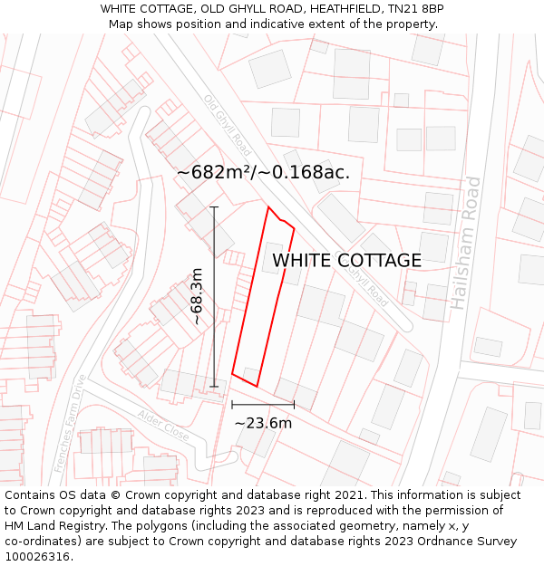 WHITE COTTAGE, OLD GHYLL ROAD, HEATHFIELD, TN21 8BP: Plot and title map