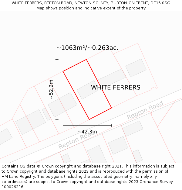 WHITE FERRERS, REPTON ROAD, NEWTON SOLNEY, BURTON-ON-TRENT, DE15 0SG: Plot and title map