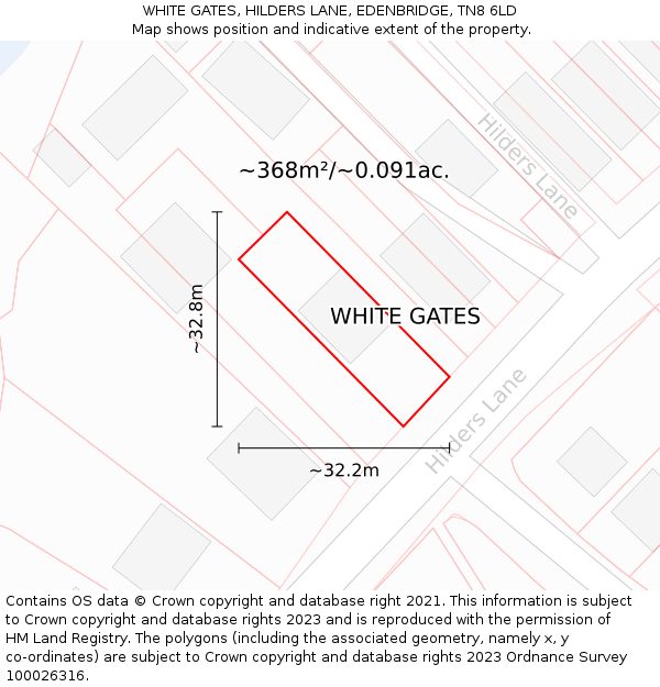 WHITE GATES, HILDERS LANE, EDENBRIDGE, TN8 6LD: Plot and title map